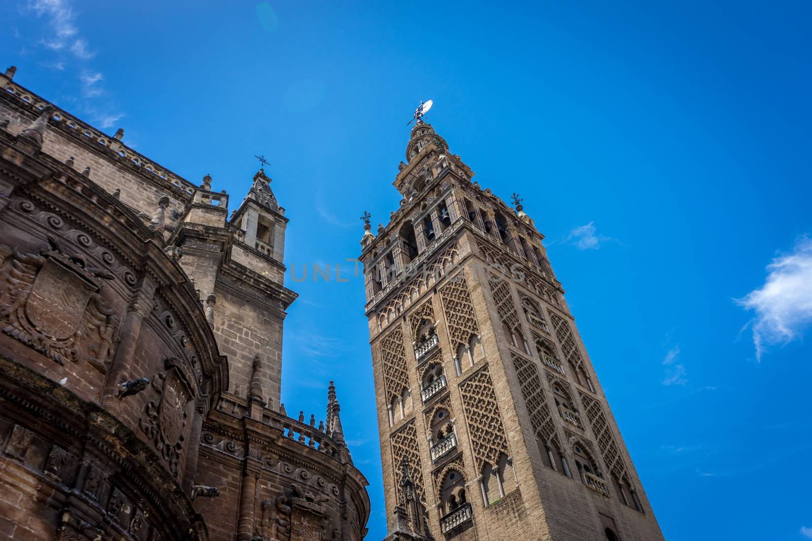 The Giralda Bell tower in Seville, Spain, Europe