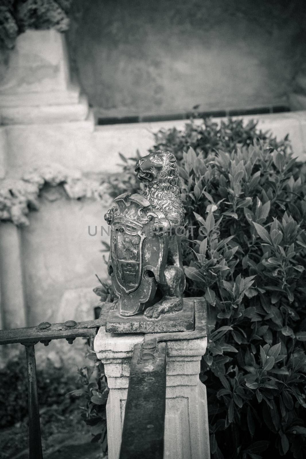 Iron bear holding a shield in Seville, Spain, Europe by ramana16