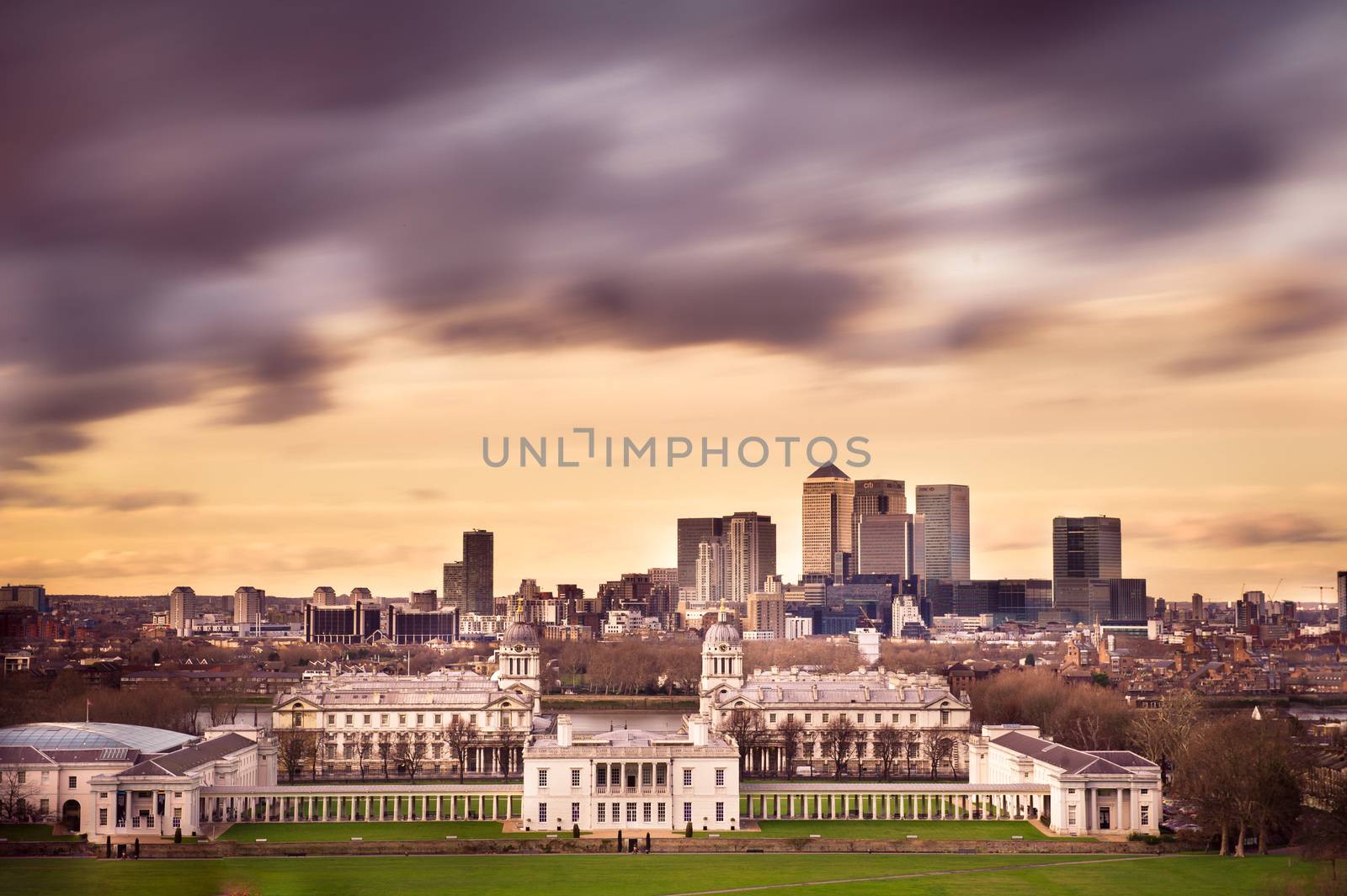 Cityscape view from Greenwich hill of London, England, UK