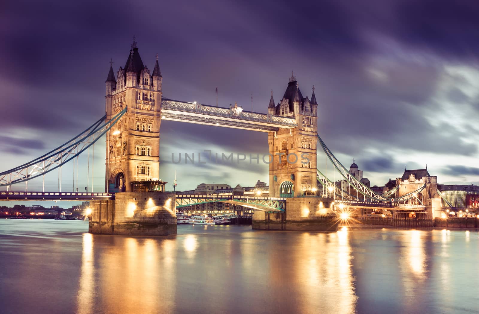 Famous Tower Bridge in the evening, London, England