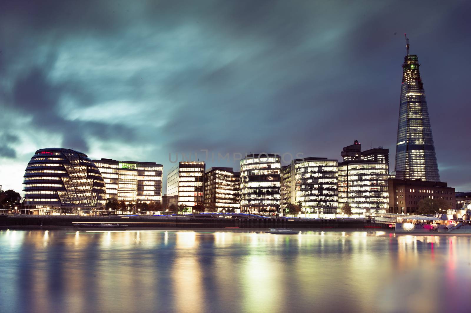 Aerial view on thames and london city, london, UK