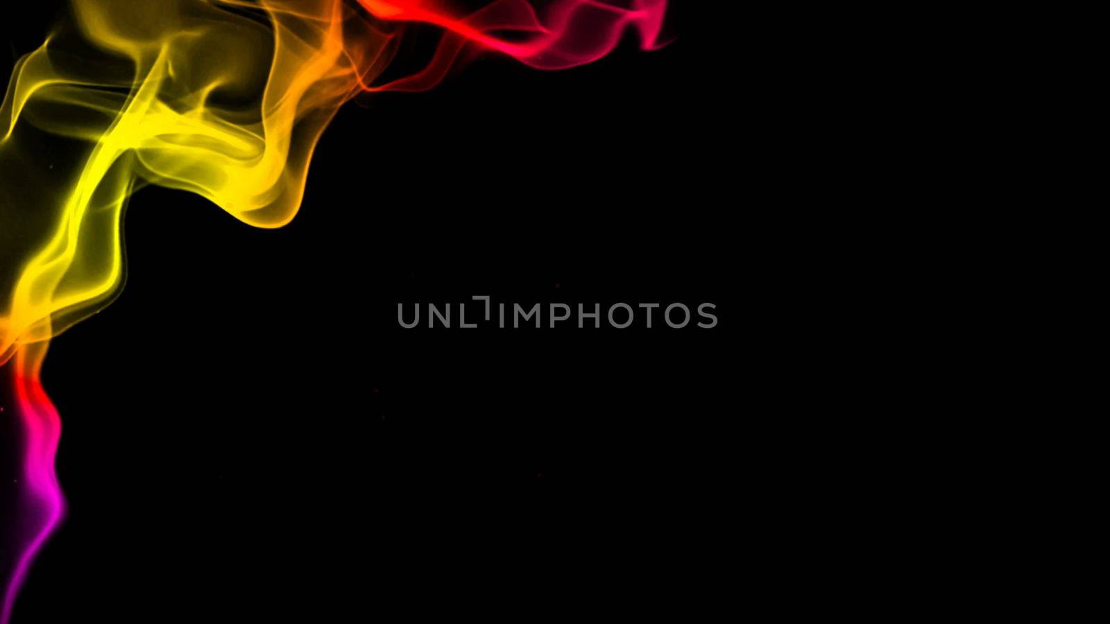 CG animation of colorful smoke on a black background. Juicy and fresh color. 3D rendering