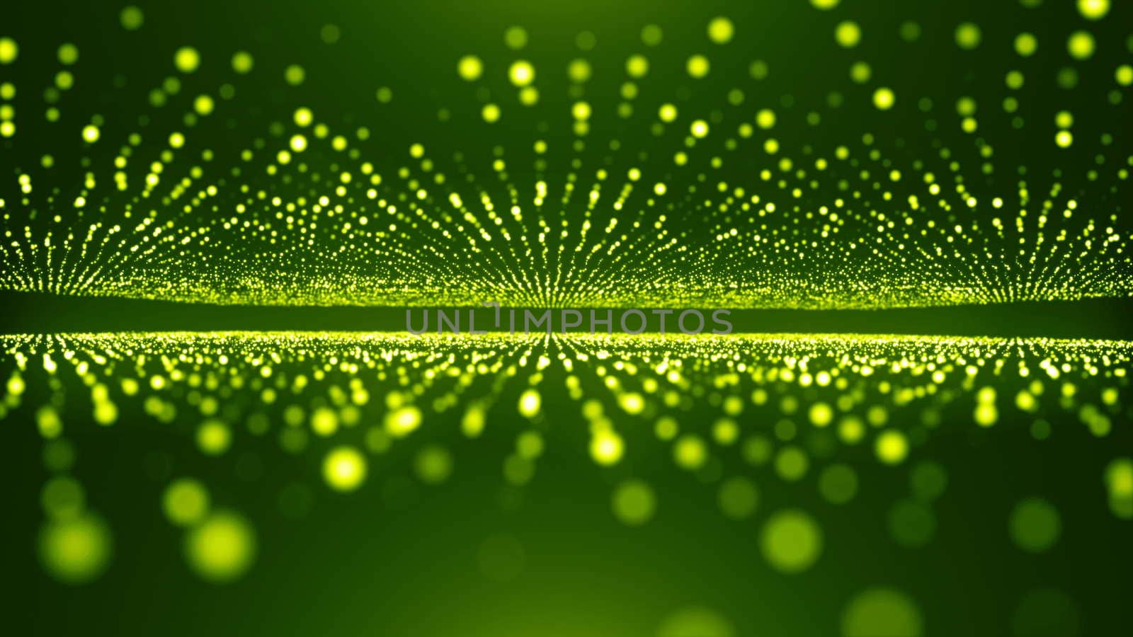 Abstract background with animation of flying flicker particles. Magic backdrop. 3d rendering