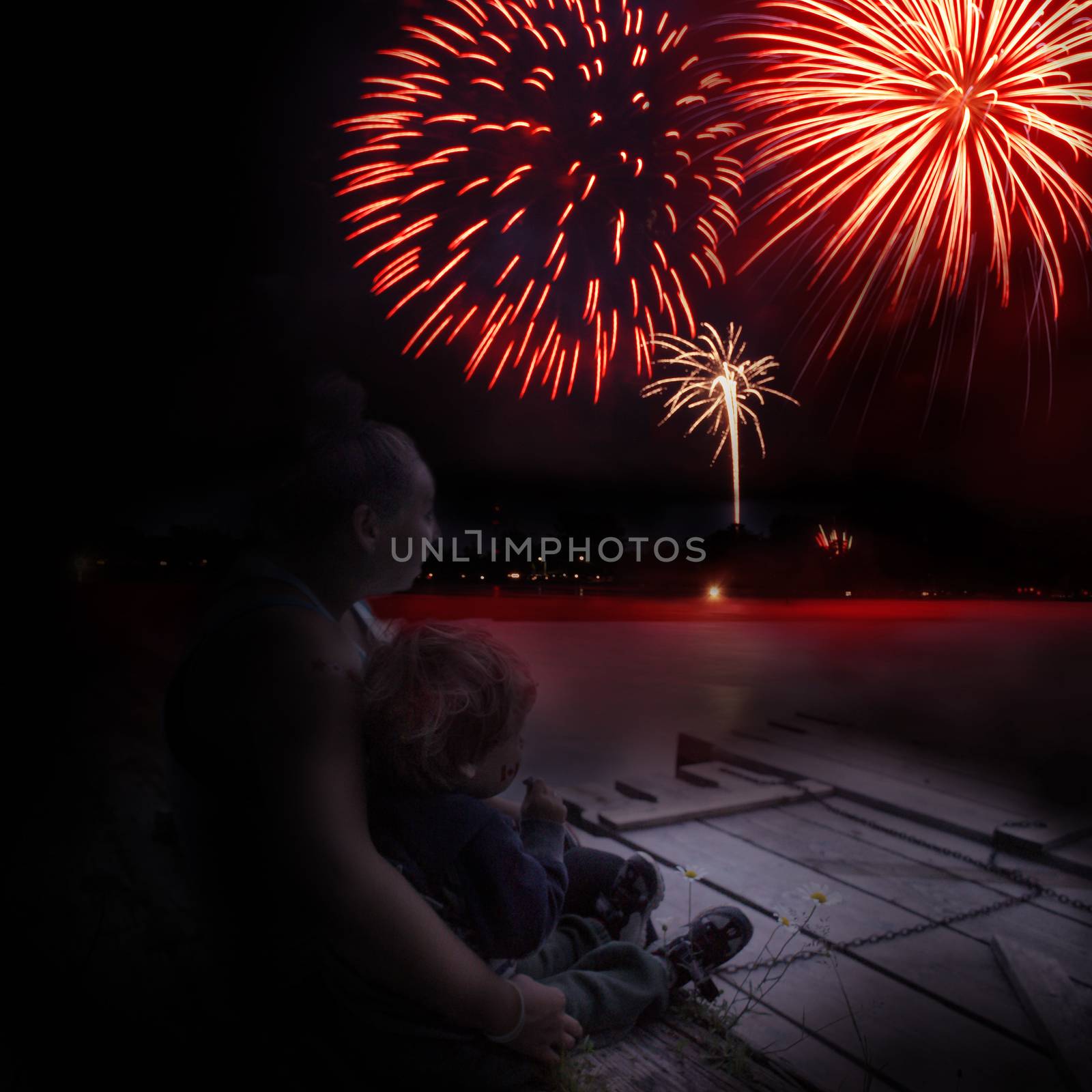 Celebration With Fireworks and Family by AlphaBaby