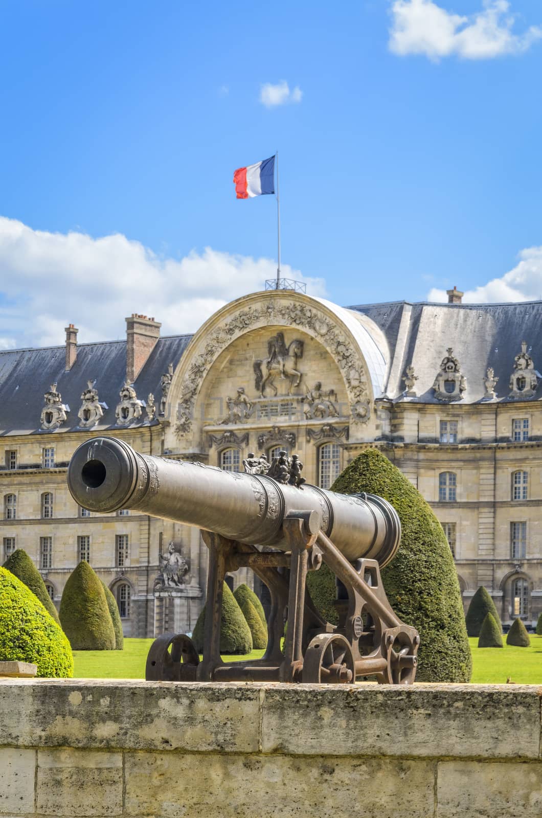 Paris, France - April 18, 2013: Artillery cannons at Les Invalides in Paris, France