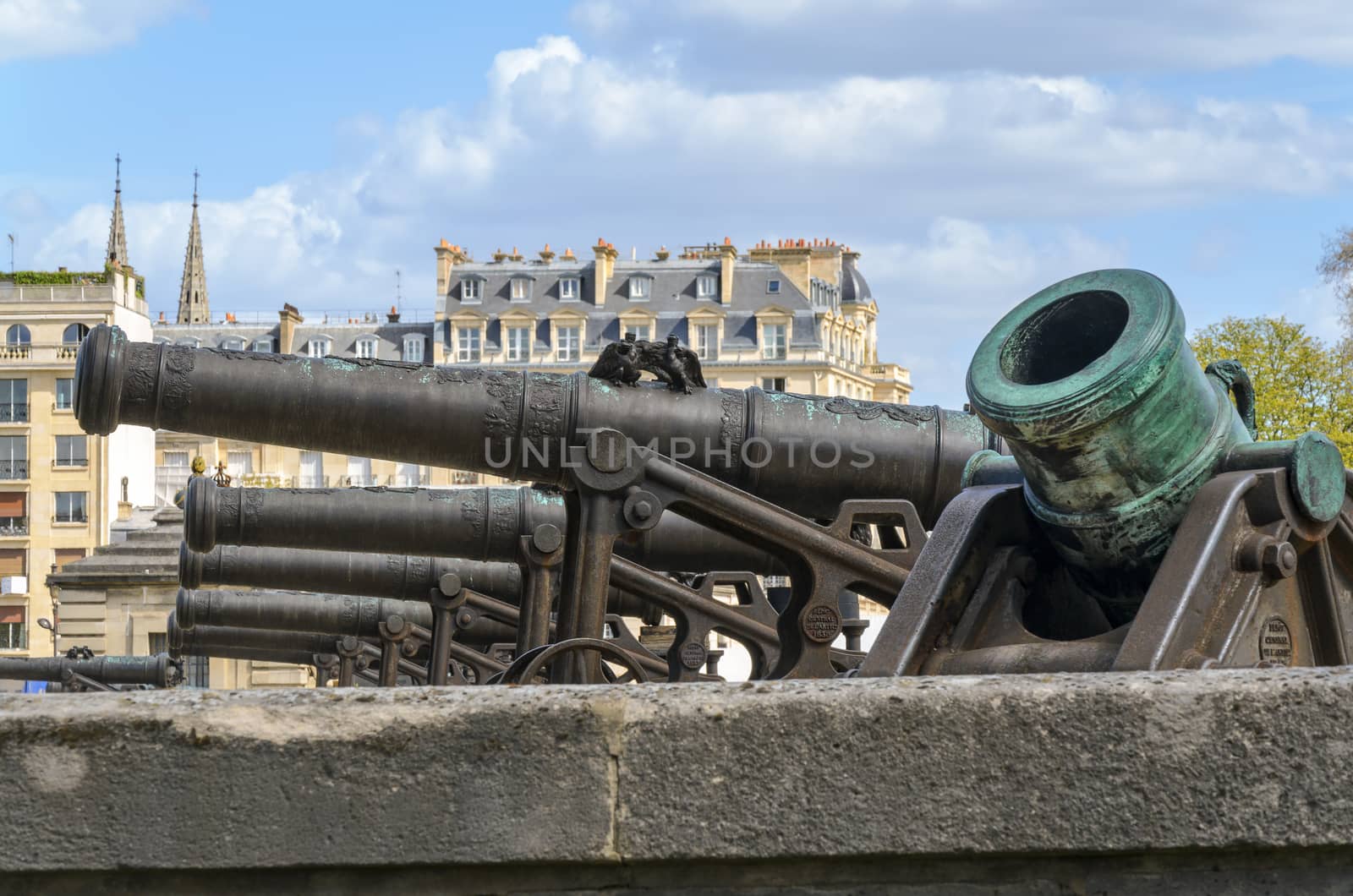 Paris, France - April 18, 2013: Artillery cannons at Les Invalides