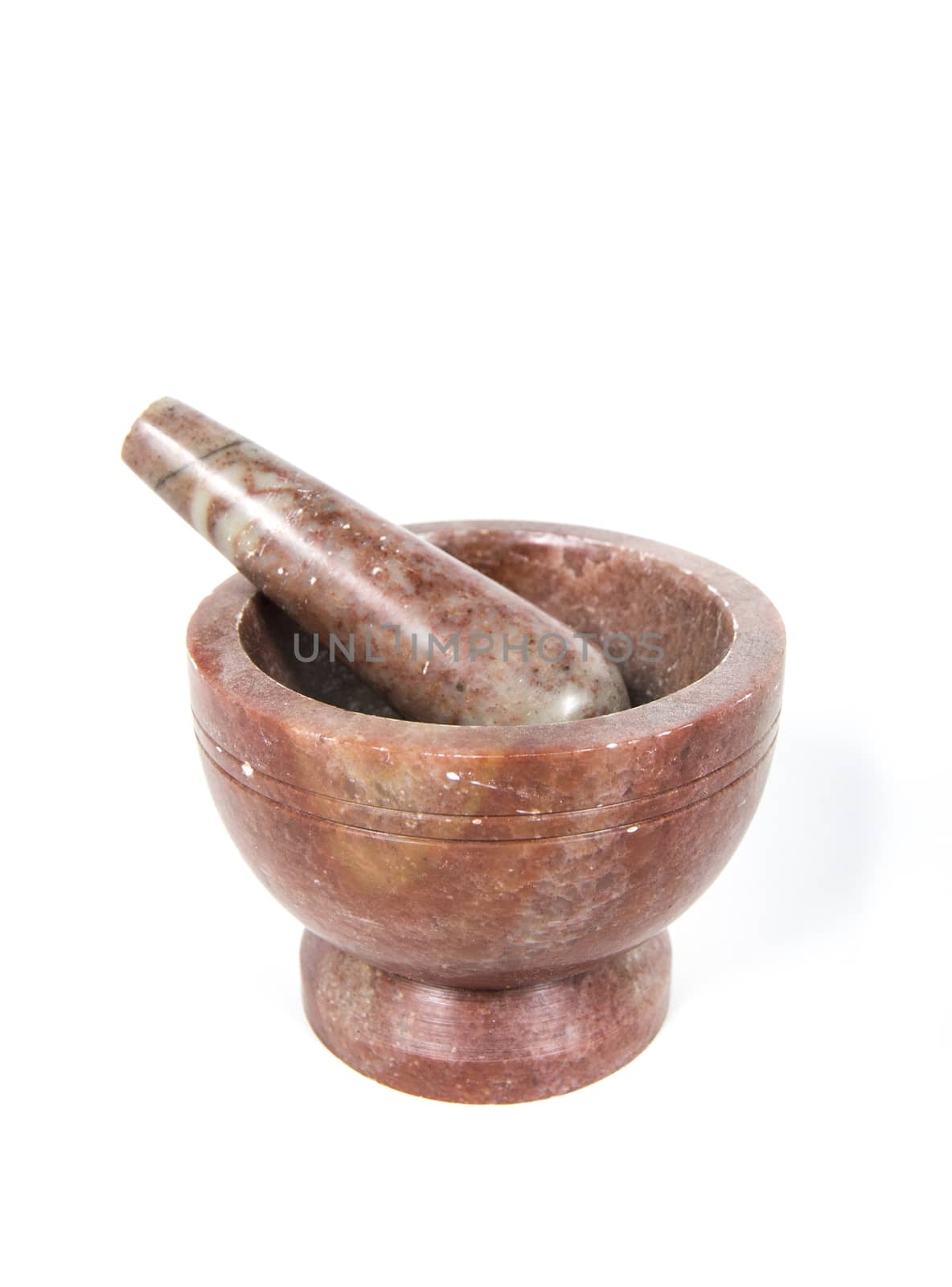 Mortar and Pestle against white backdrop by Njean