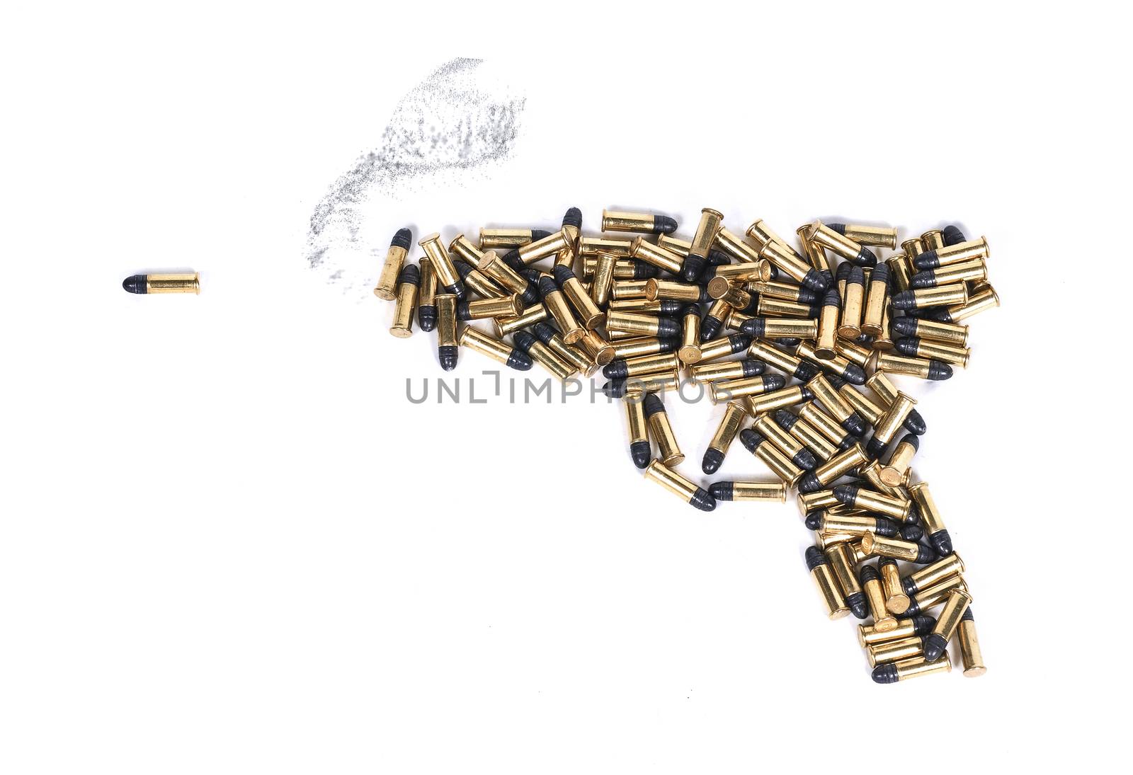 Gun made of ammo isolated against white background by Njean