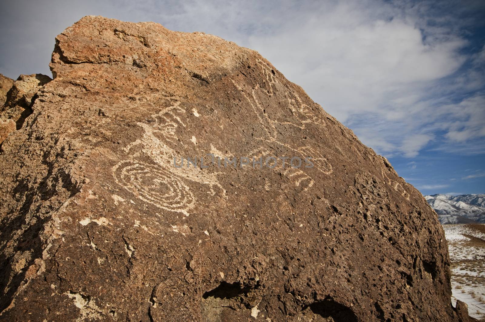 Chigado Petroglyphs along Fish Slough Road in Bishop, CA. by Njean
