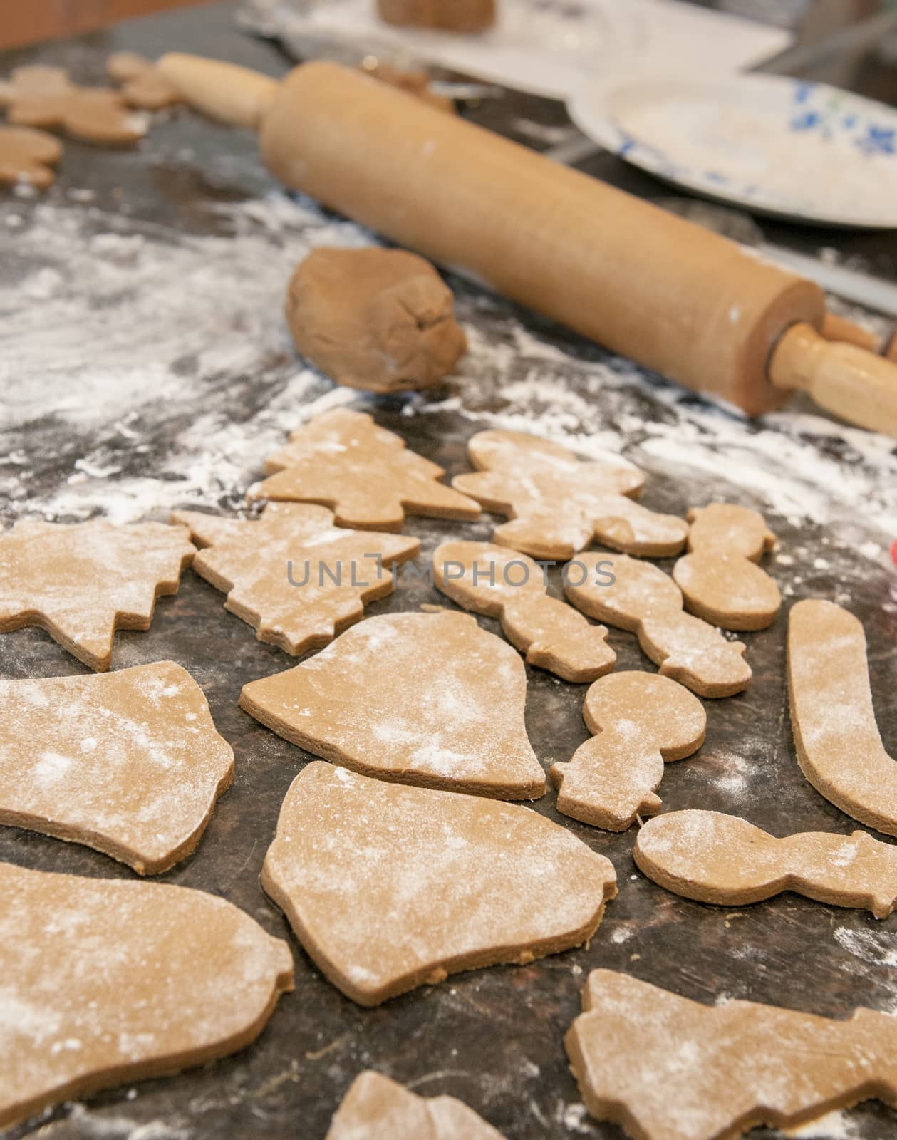 Making holiday gingerbread cookies by Njean