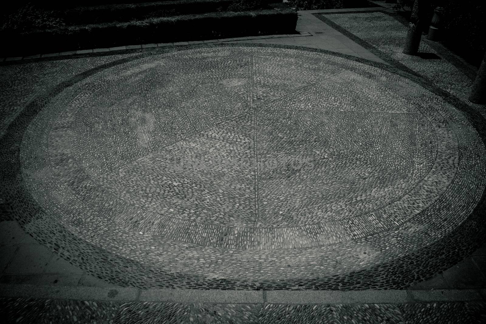 Circular Design pattern texture in the jardines of Alcazar de los Reyes Cristianos, Cordoba, Spain, Europe