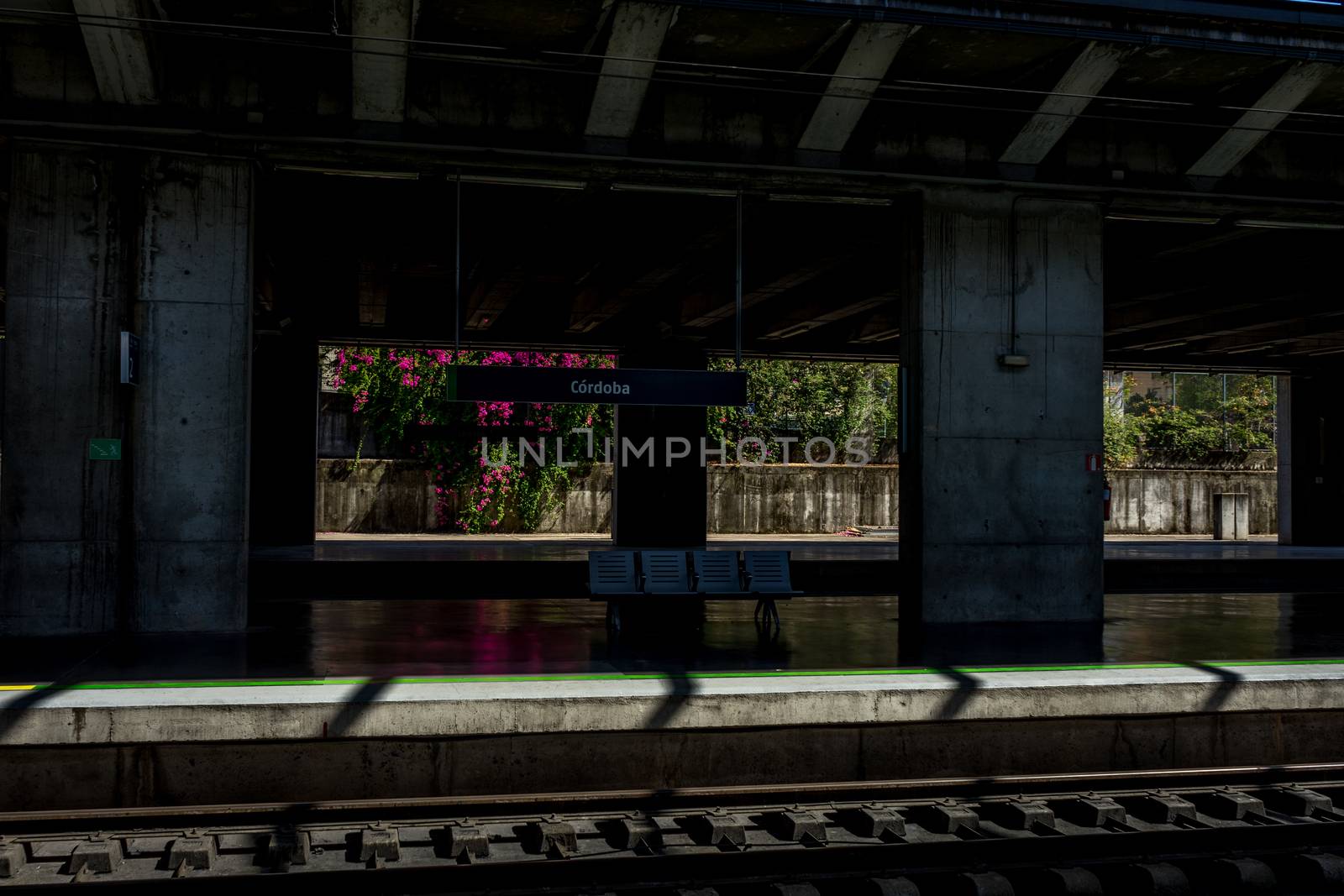 Seats to sit at the Cordoba railway station on June 20, 2017, Spain, Europe