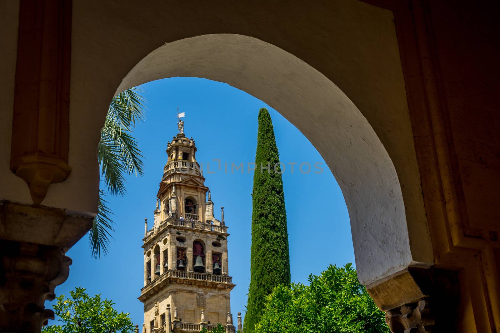 Bell tower  of the Mosque-Cathedral, Mezquita de Córdoba,the Great Mosque of Córdoba, Mosque-Cathedral,La Mezquita, Mezquita in Cordoba, Andalucia