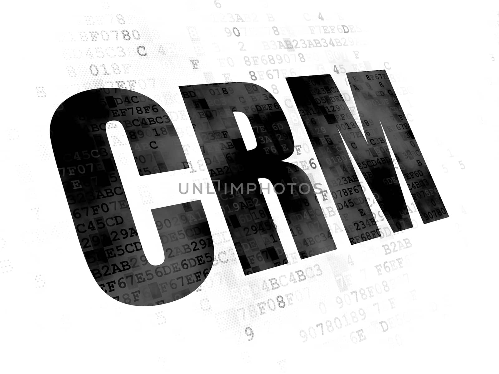 Business concept: Pixelated black text CRM on Digital background