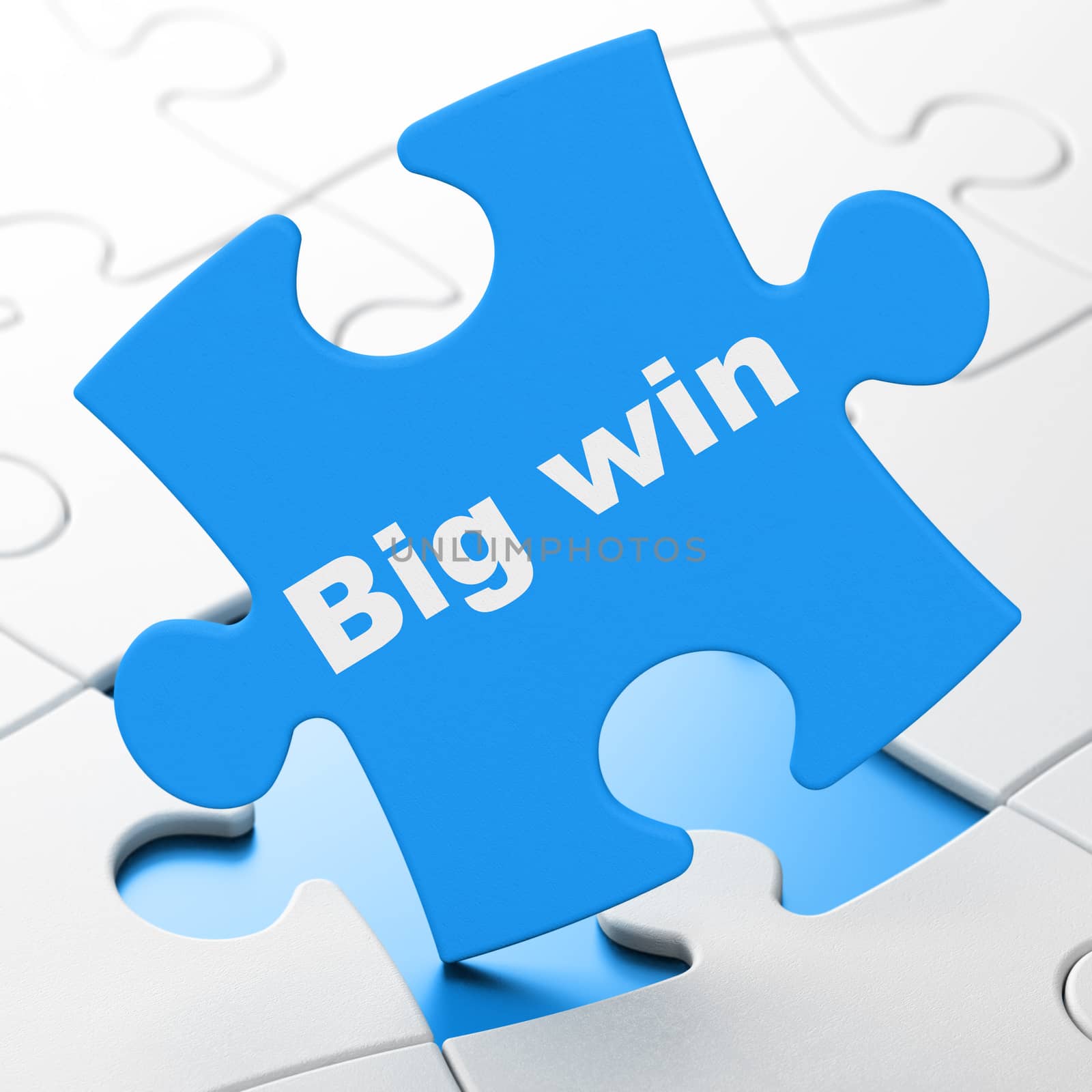 Business concept: Big Win on puzzle background by maxkabakov