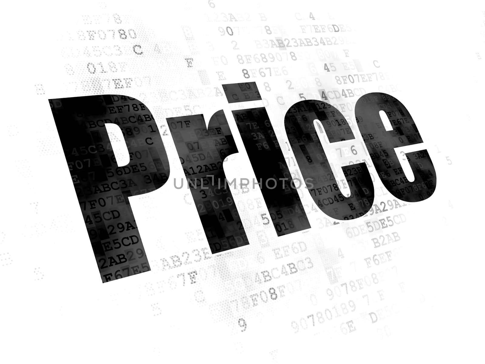 Marketing concept: Pixelated black text Price on Digital background