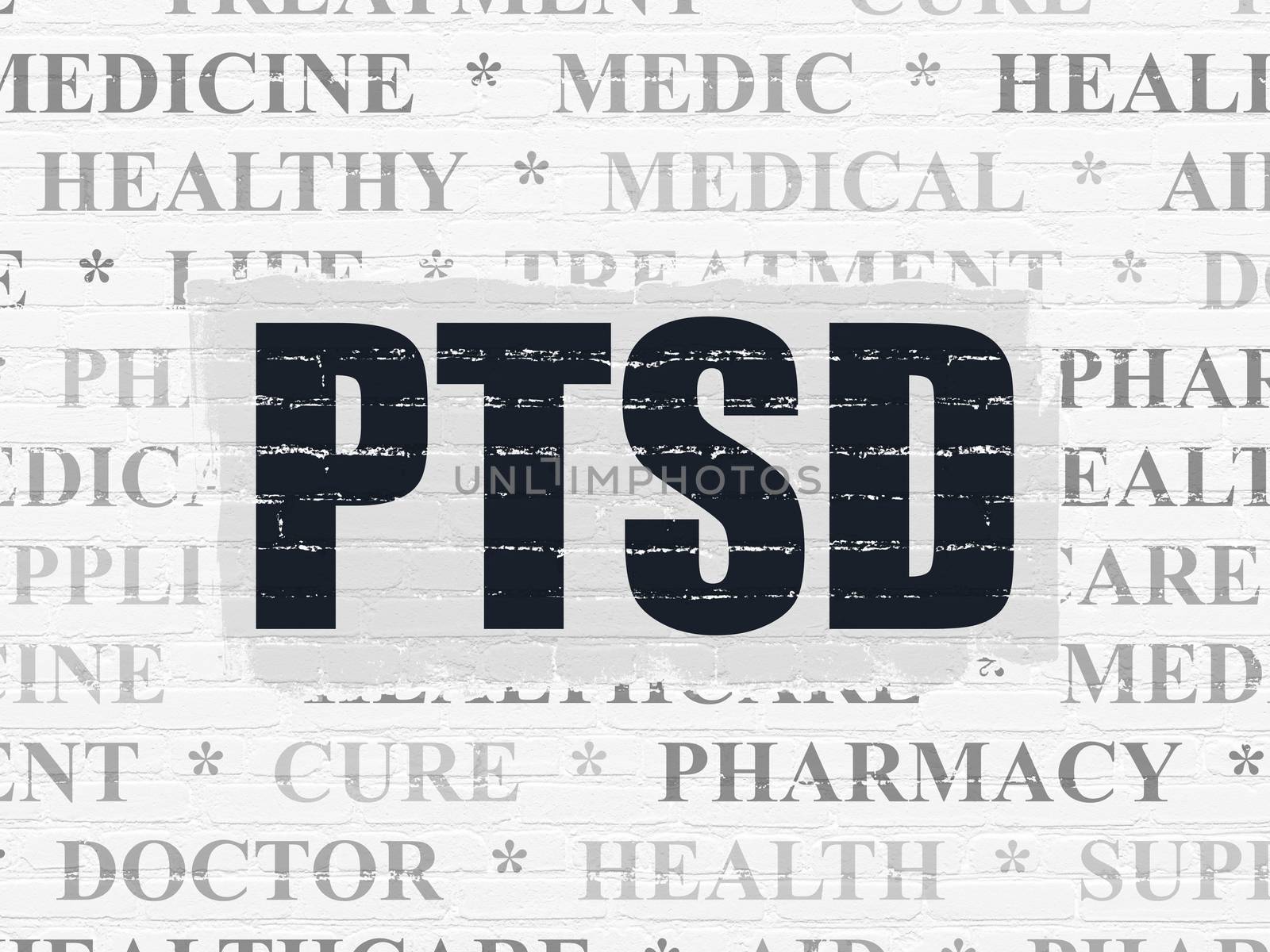 Healthcare concept: PTSD on wall background by maxkabakov