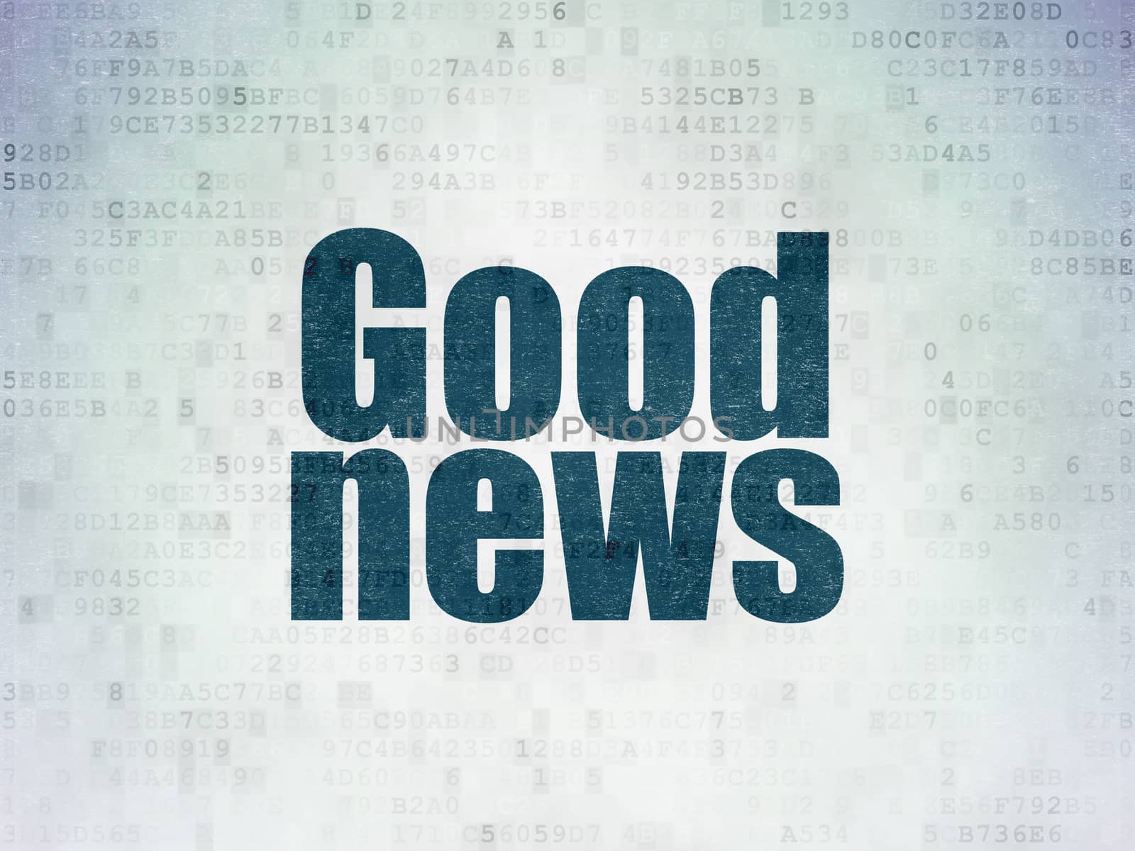 News concept: Painted blue word Good News on Digital Data Paper background