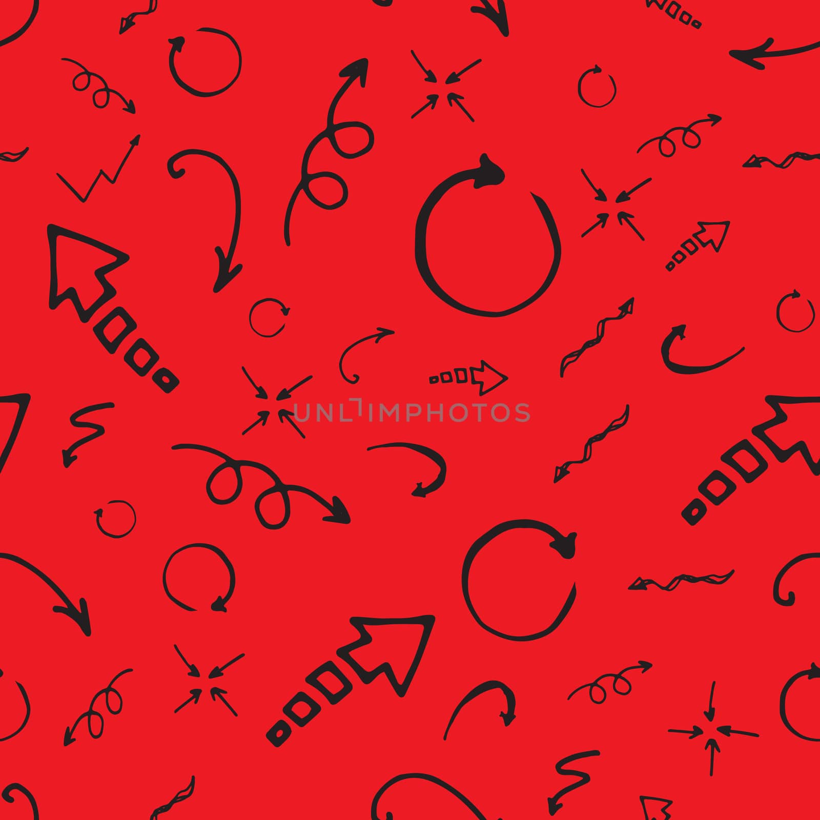 Seamless pattern. Doodle ink, hand drawn pointers, arrows and other signs. image