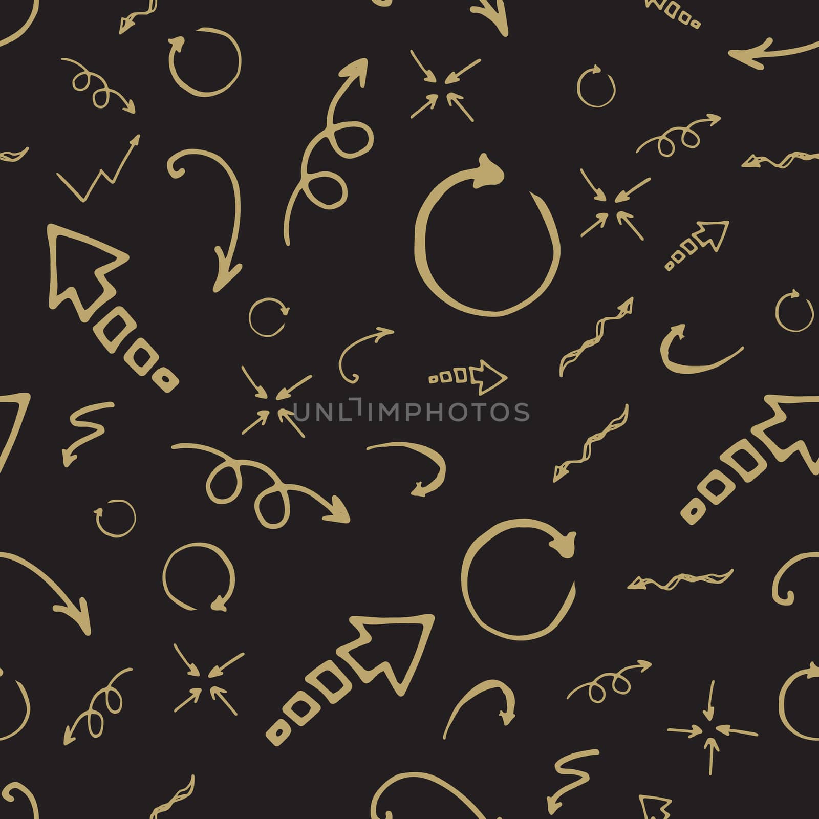 Seamless pattern. Doodle ink, hand drawn pointers, arrows and other signs. image.