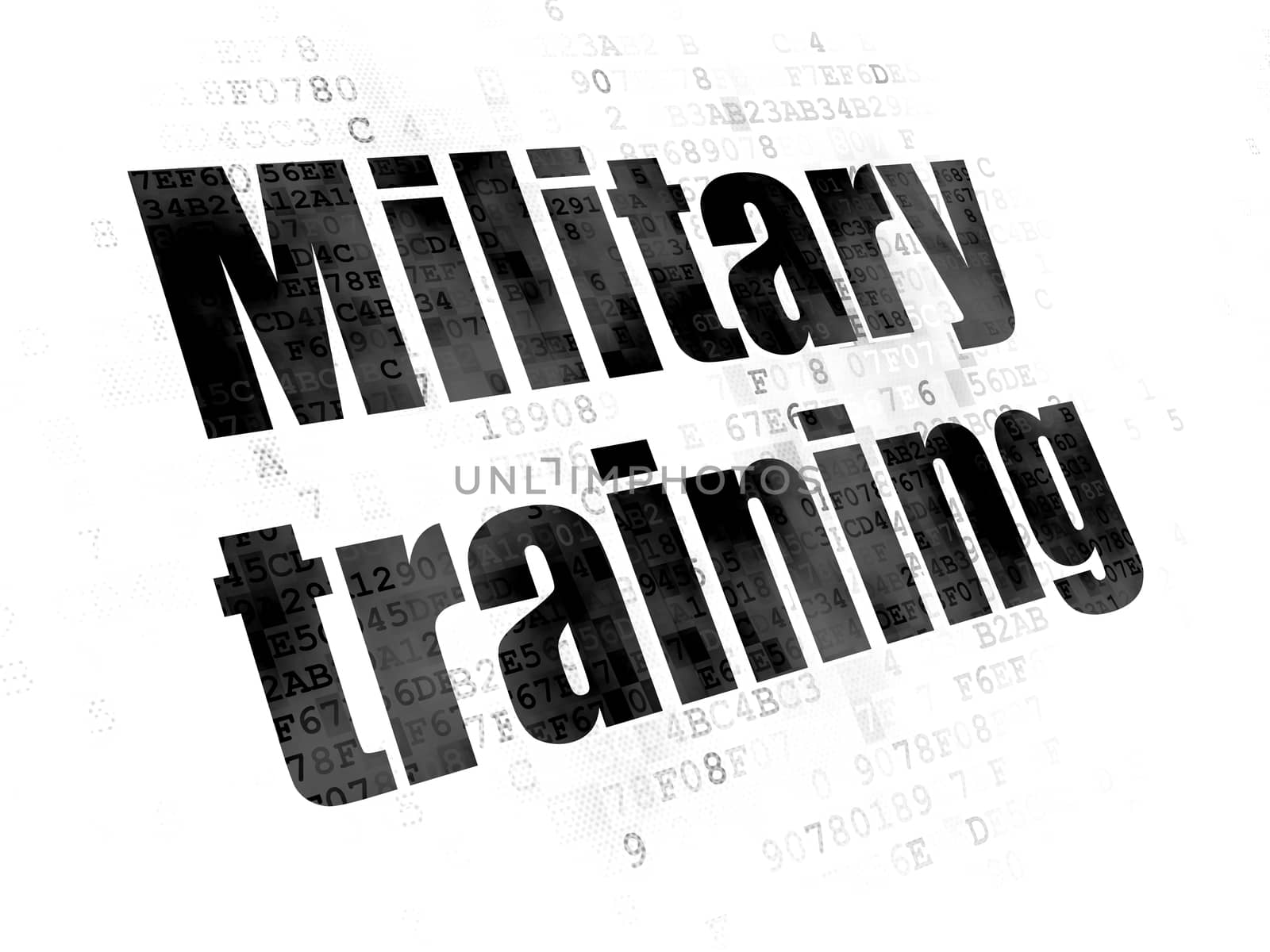 Education concept: Pixelated black text Military Training on Digital background