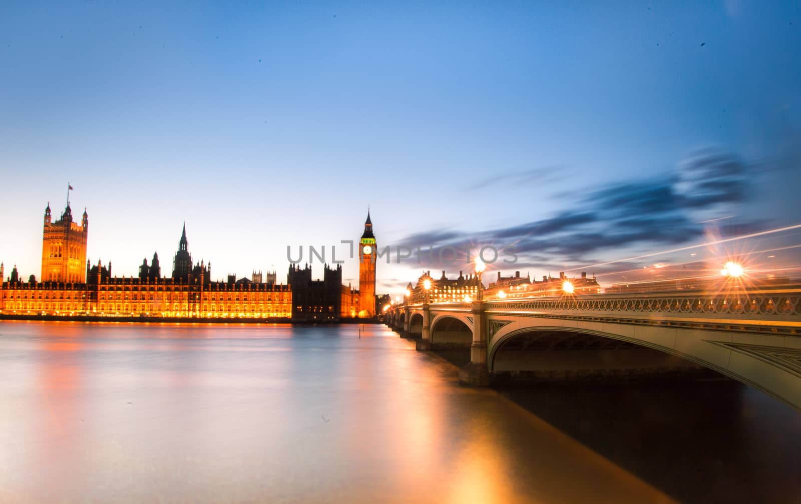 Big Ben and Houses of Parliament at a beautiful sunset landscape, London City. United Kingdom