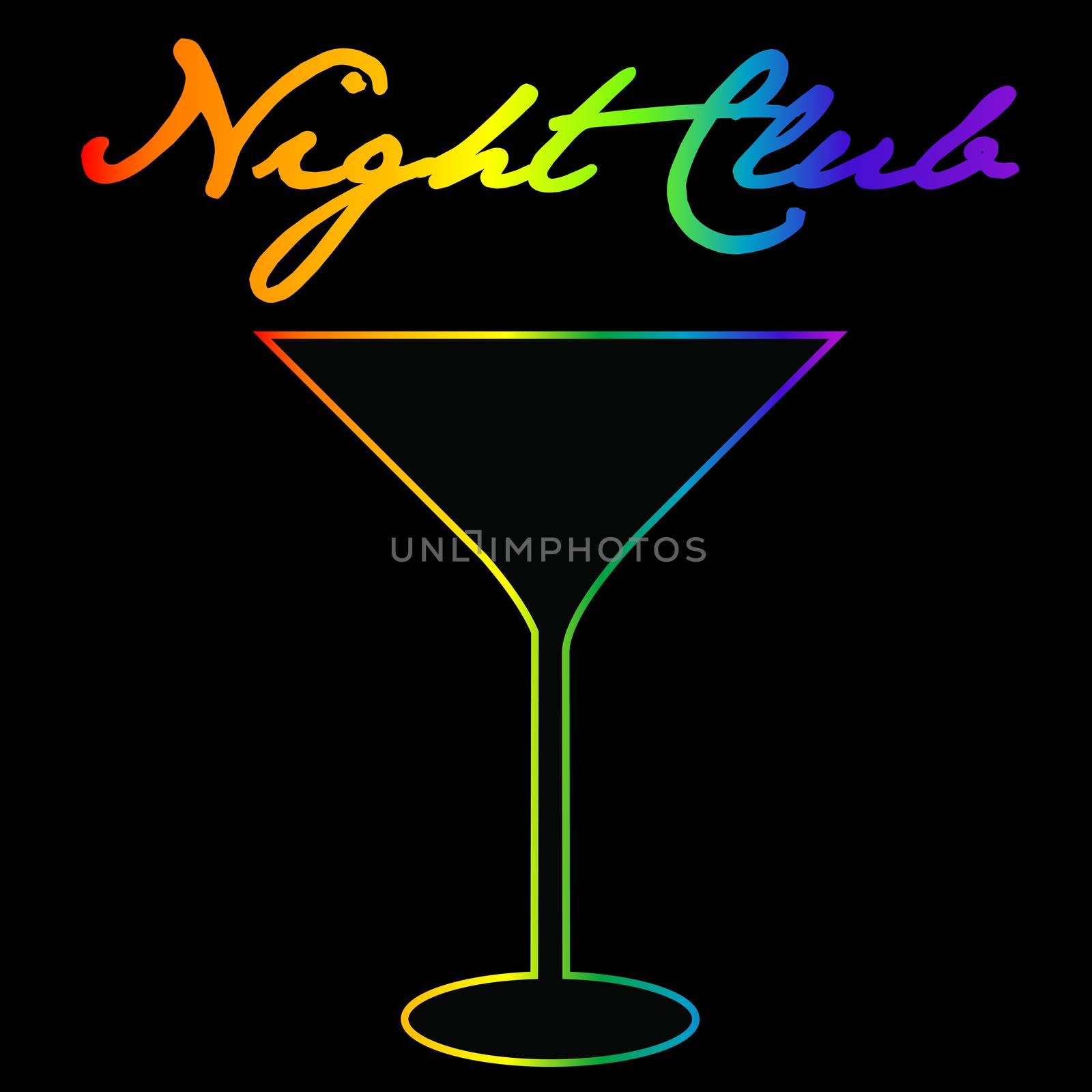 Gay night club background with stylized glass in rainbow colors