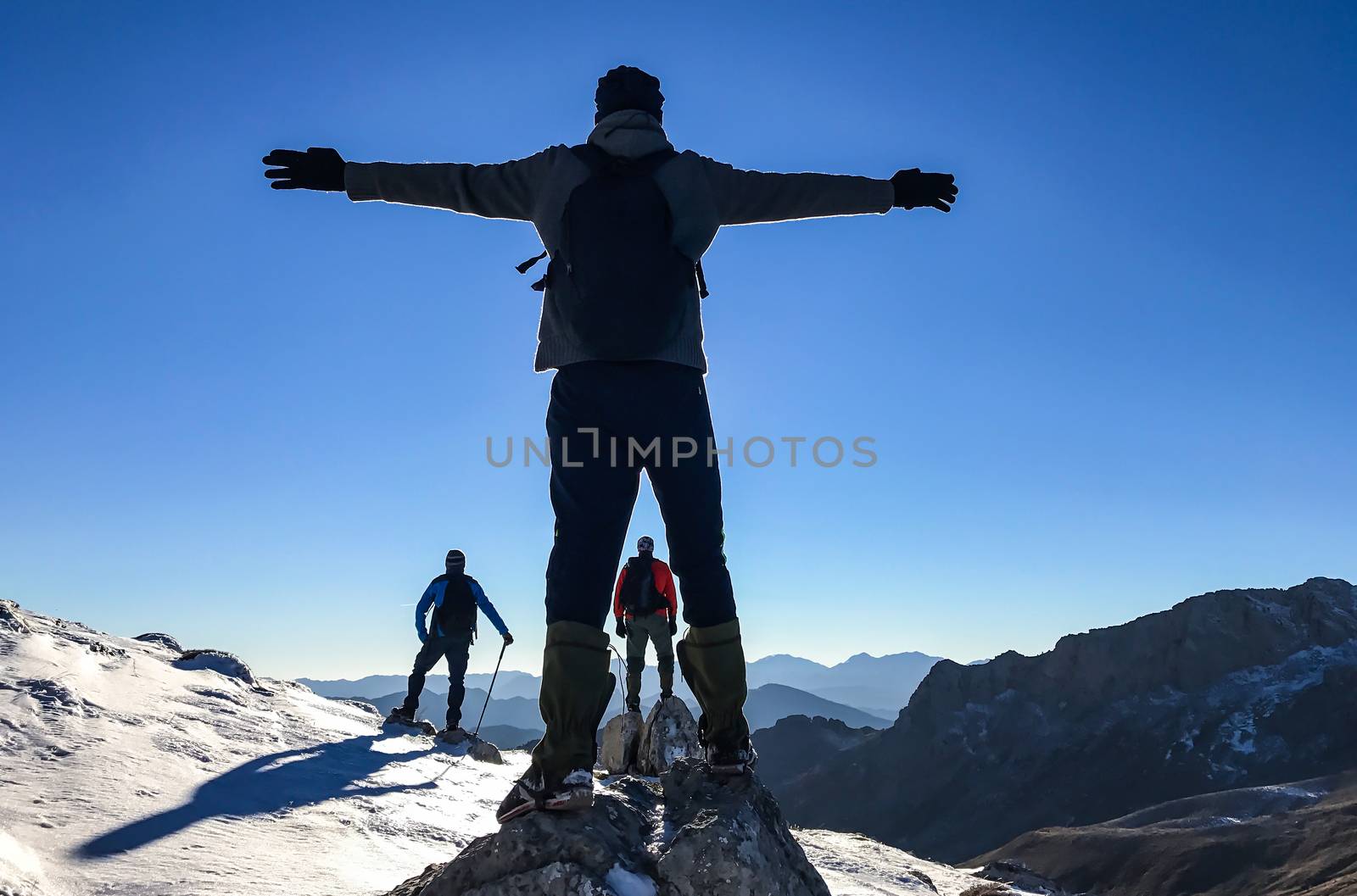 Team spirit in nature and mountains