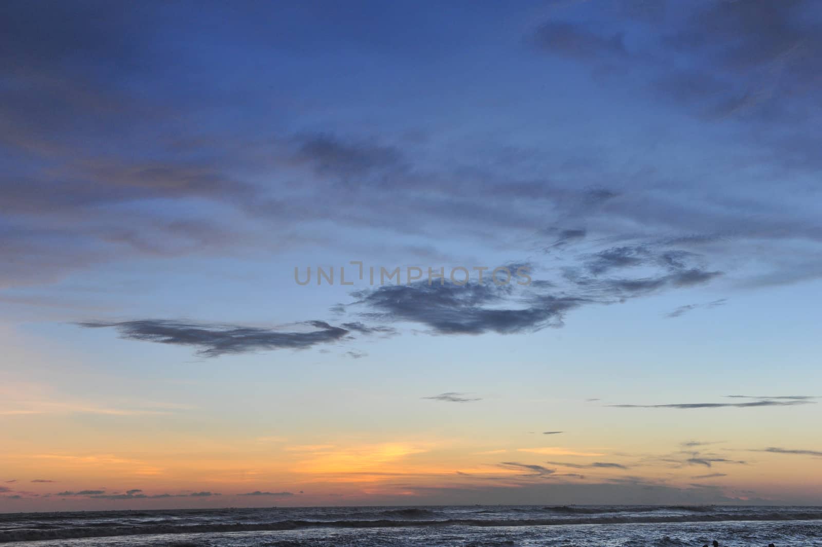 Sunset on the beach with beautiful reflecion and sky