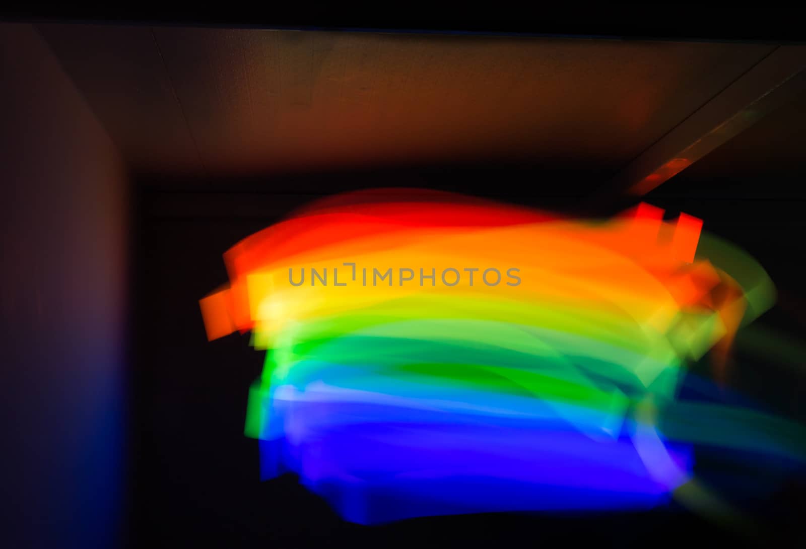 Abstract rainbow form of light in long exposure.
