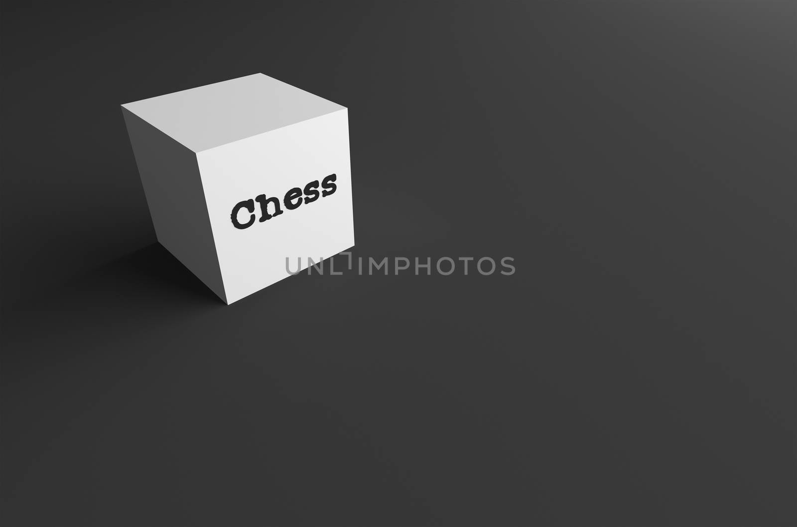 3D RENDERING WORD Chess WRITTEN ON WHITE CUBE by PrettyTG