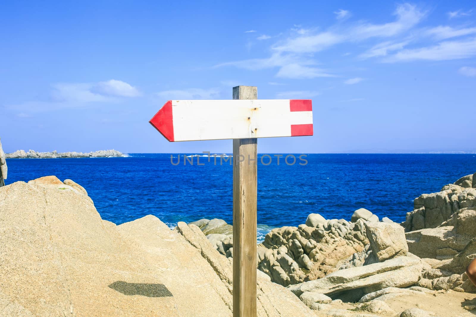 Wooden vintahe signal on the beach