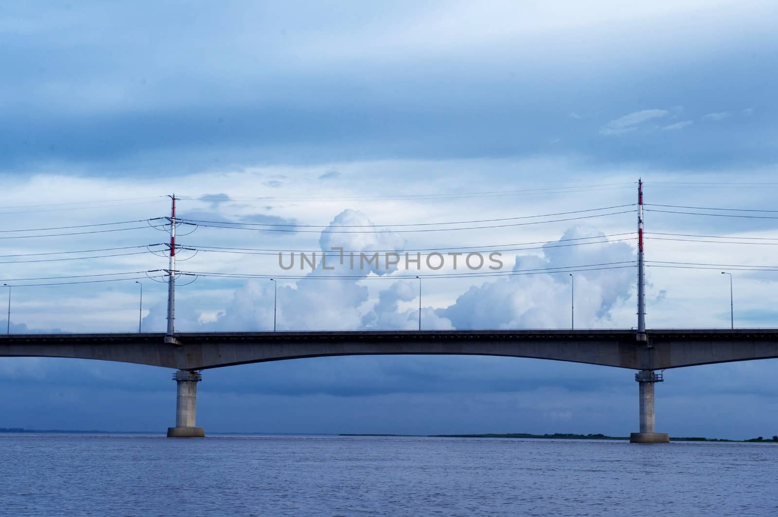 bridge across the rive with beautiful sky