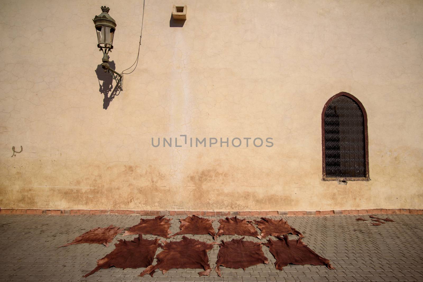 Leather drying in a Moroccan tannery by johnnychaos