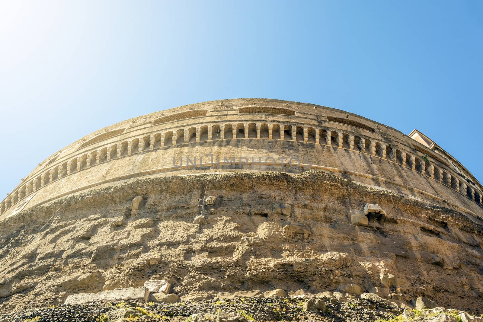 bottom view of Castel Sant Angelo in Rome, Italy