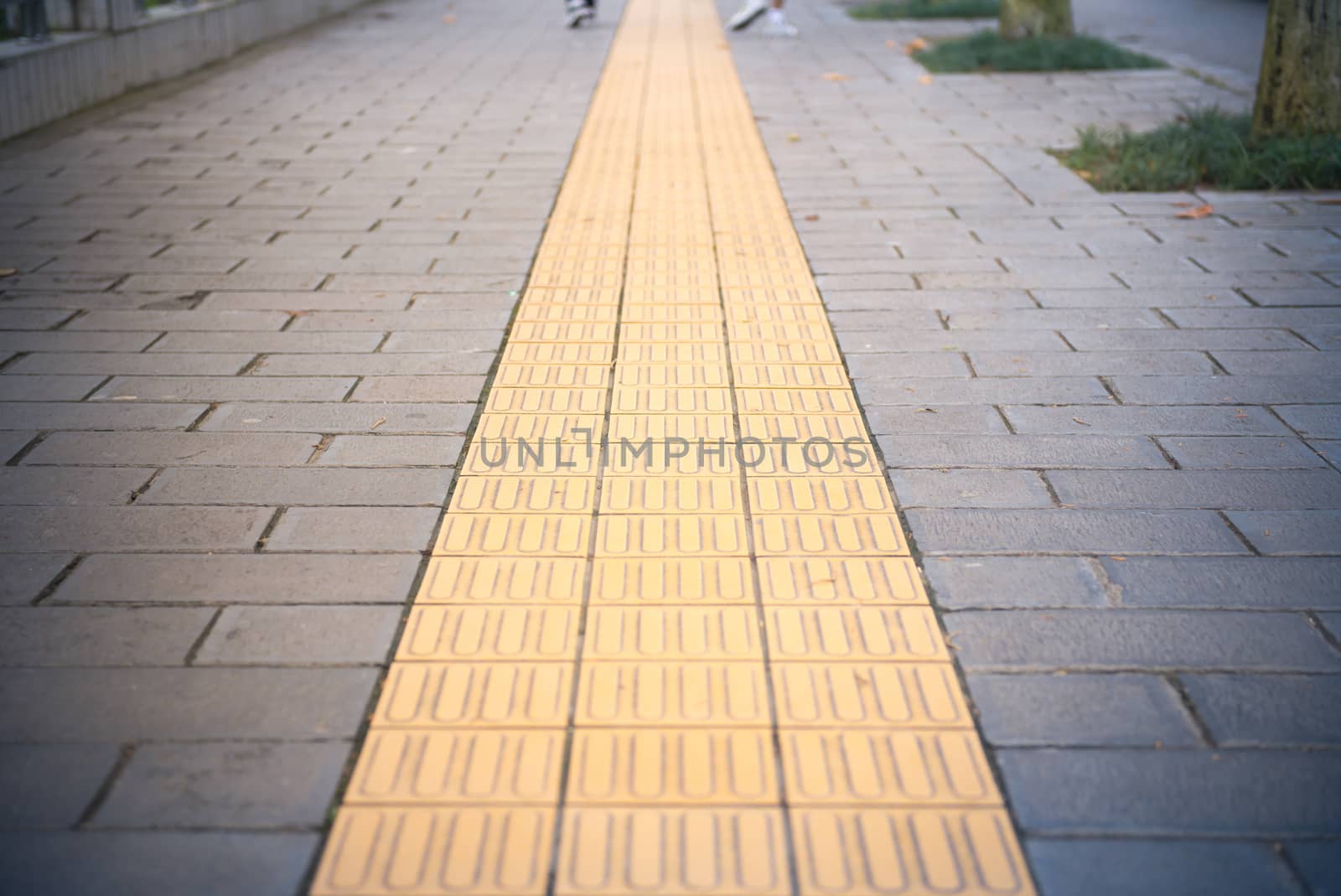 Perspective View of Grunge Brick Stone floor on Sidewalk by casanowe