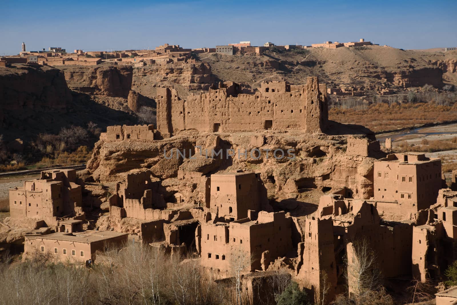 Old kasbah, Morocco, Africa. Atlas Mountains are famous for many ruins and historic kasbah.
