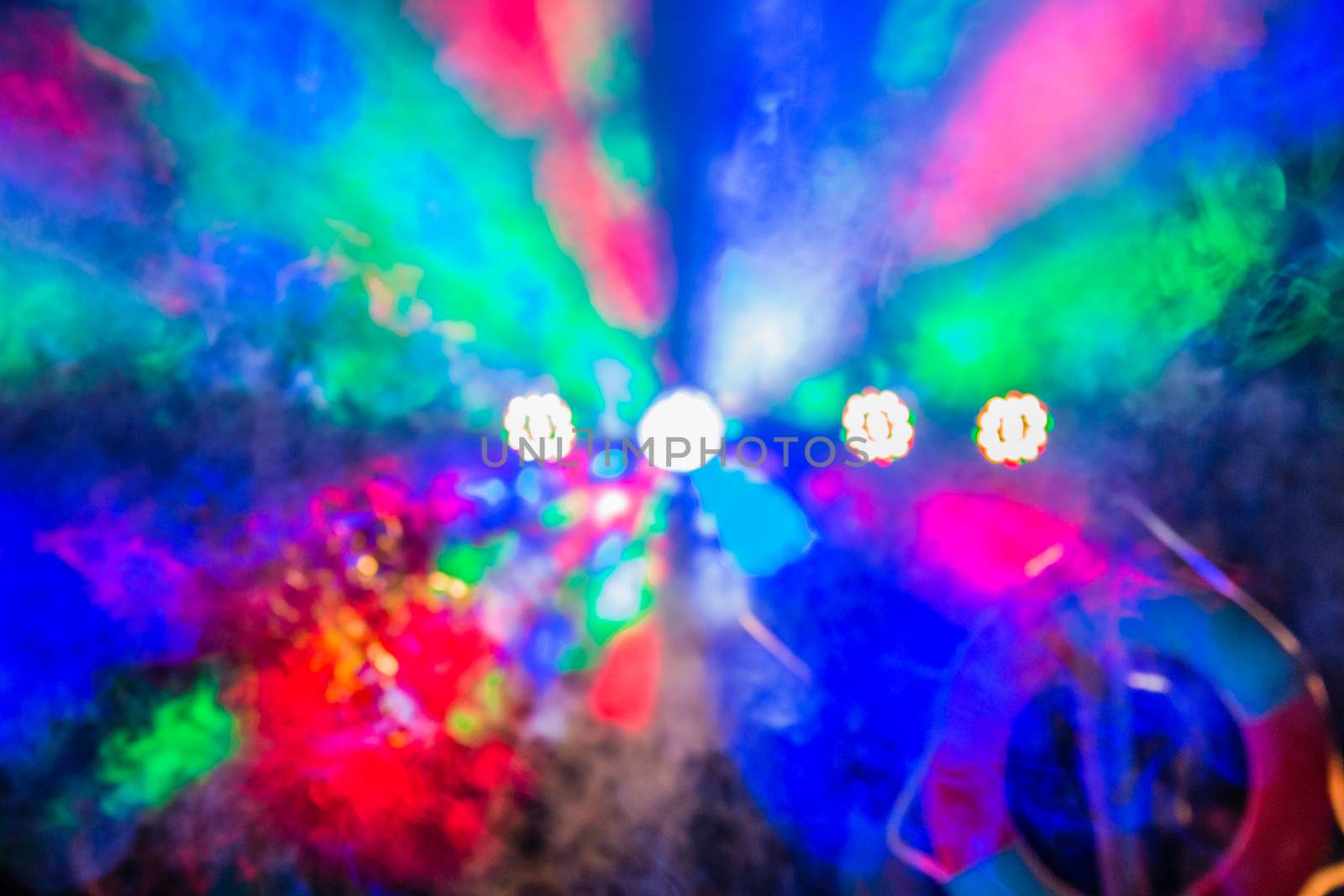 Abstract blurred bokeh party lights.