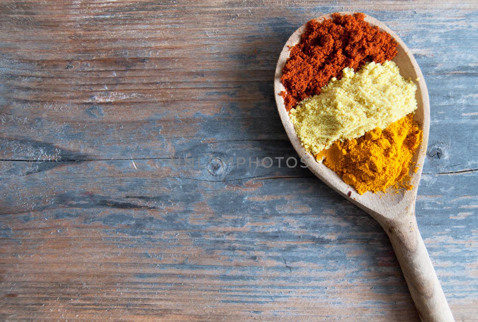 Wooden spoon with mix of spices
