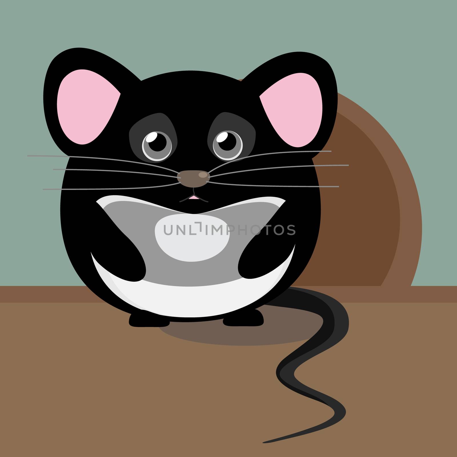Abstract cute gray sad mouse. Nice character for kids illustration by Asnia