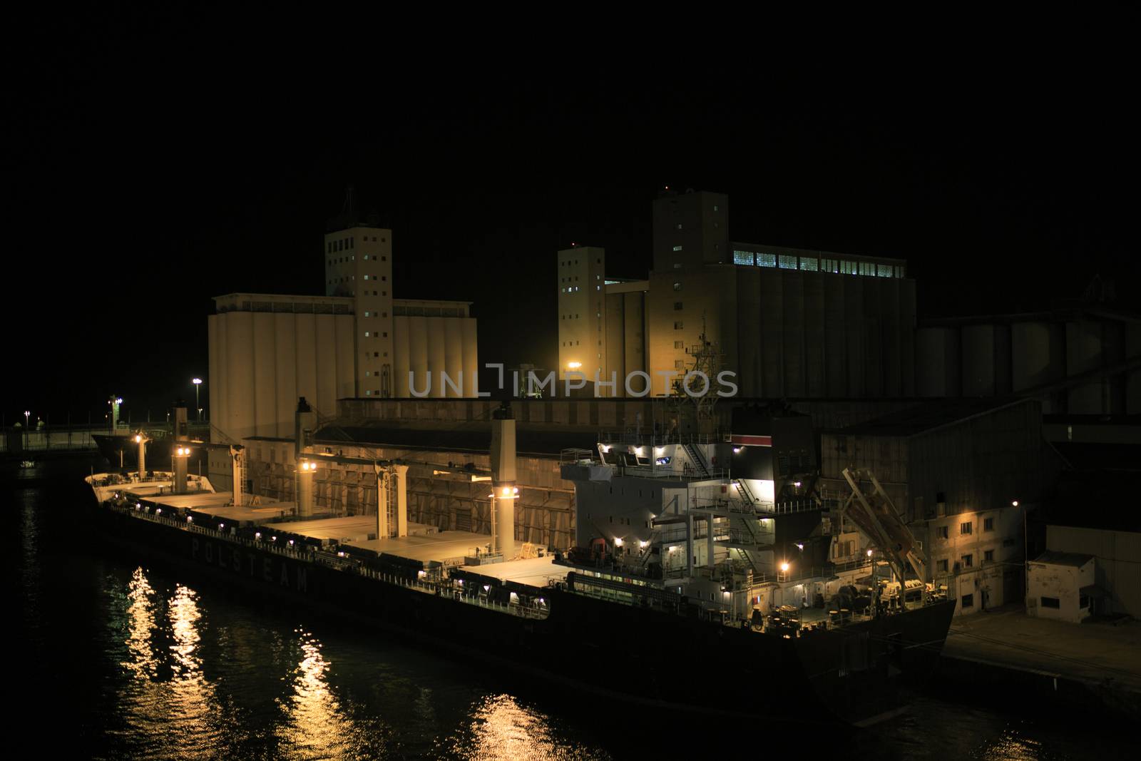 Industrial zone in Barcelona at night