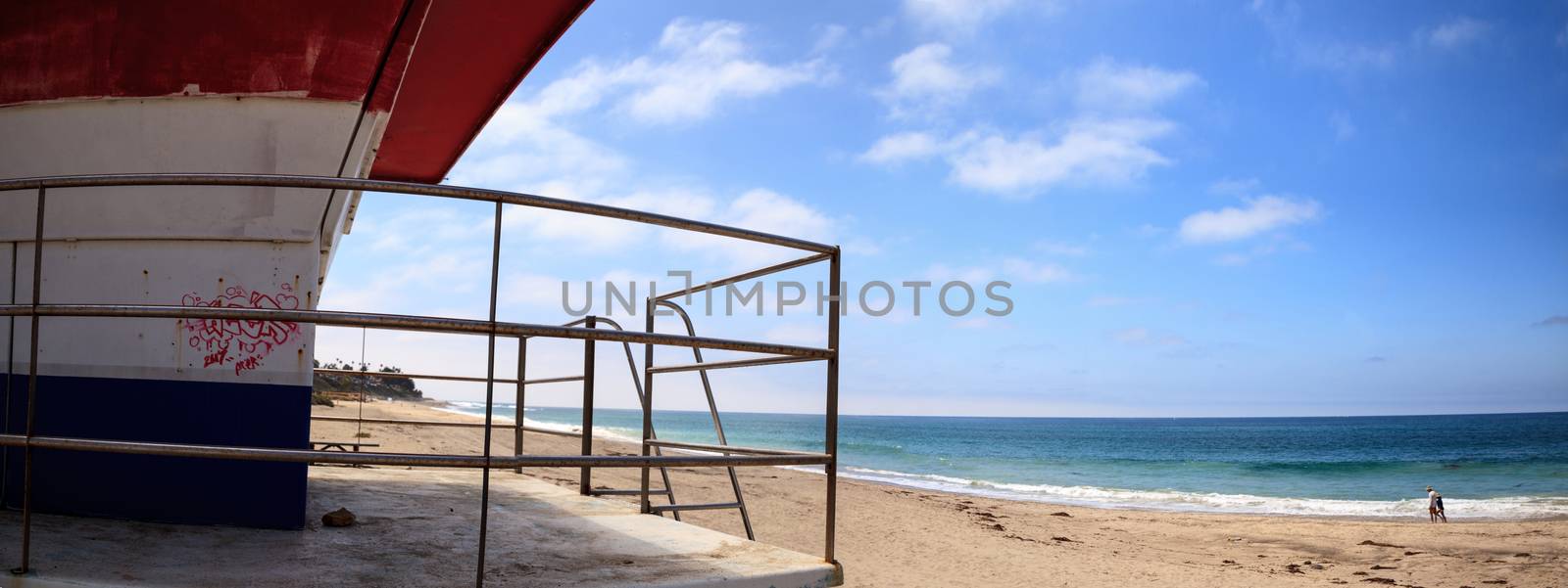 Lifeguard tower at the San Clemente State Beach in Southern California in summer