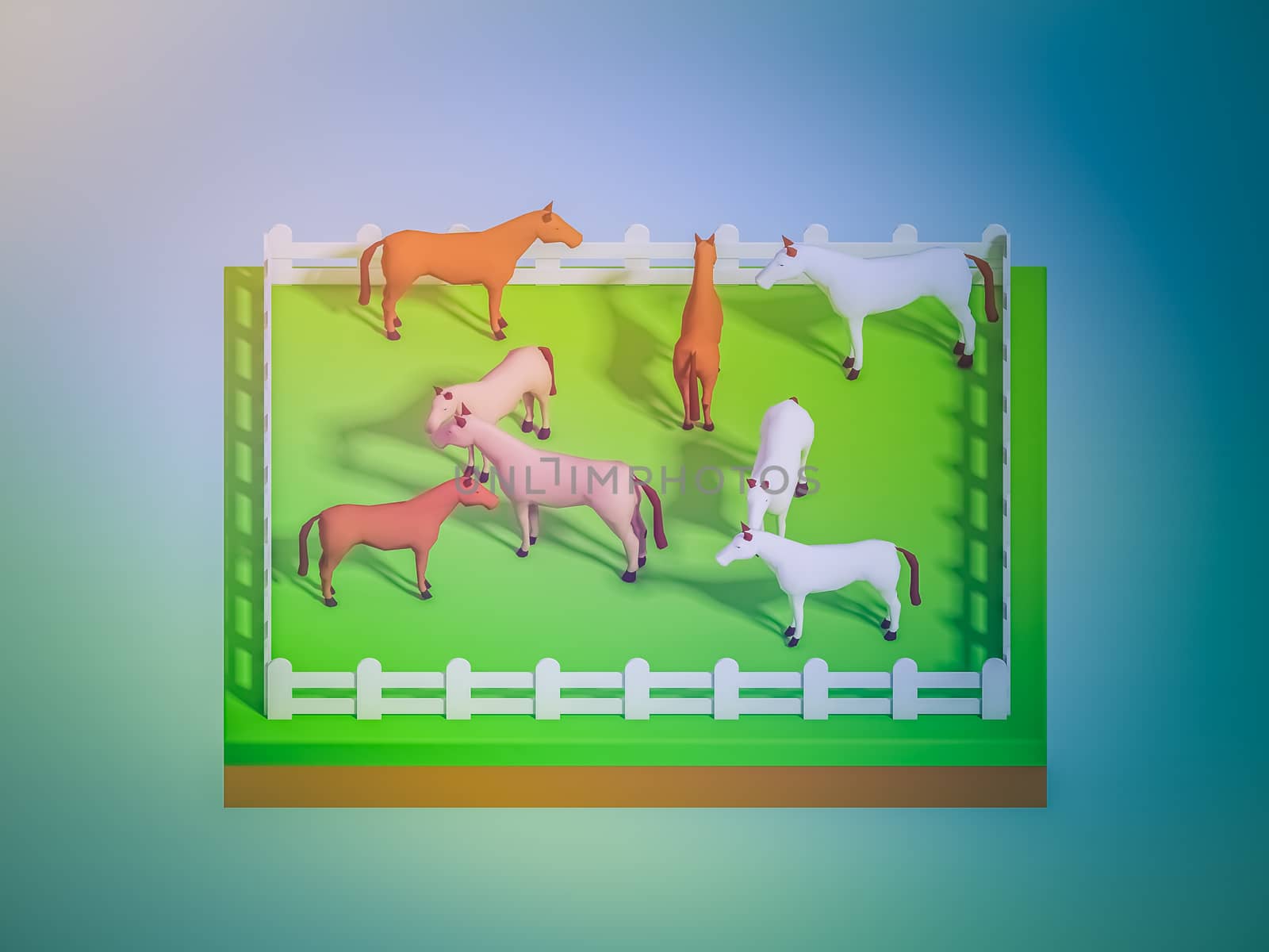 horse in the landscape, isometric view by teerawit