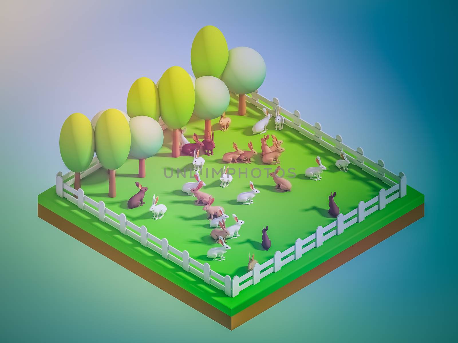 animals in the landscape, isometric view by teerawit