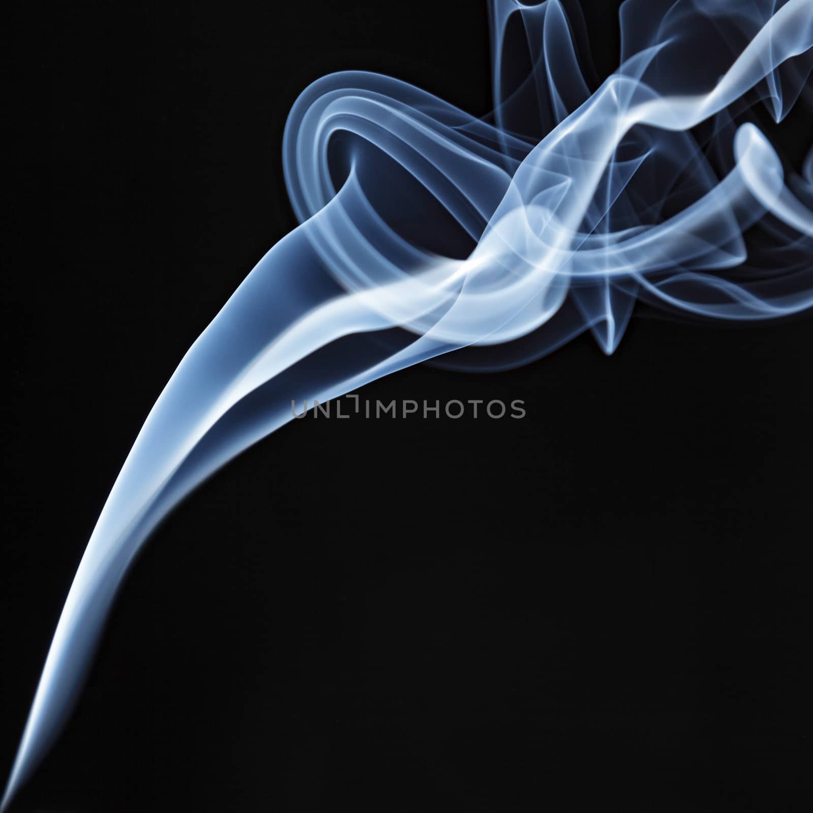 Incense Stick Smoke Trail against a Black Background