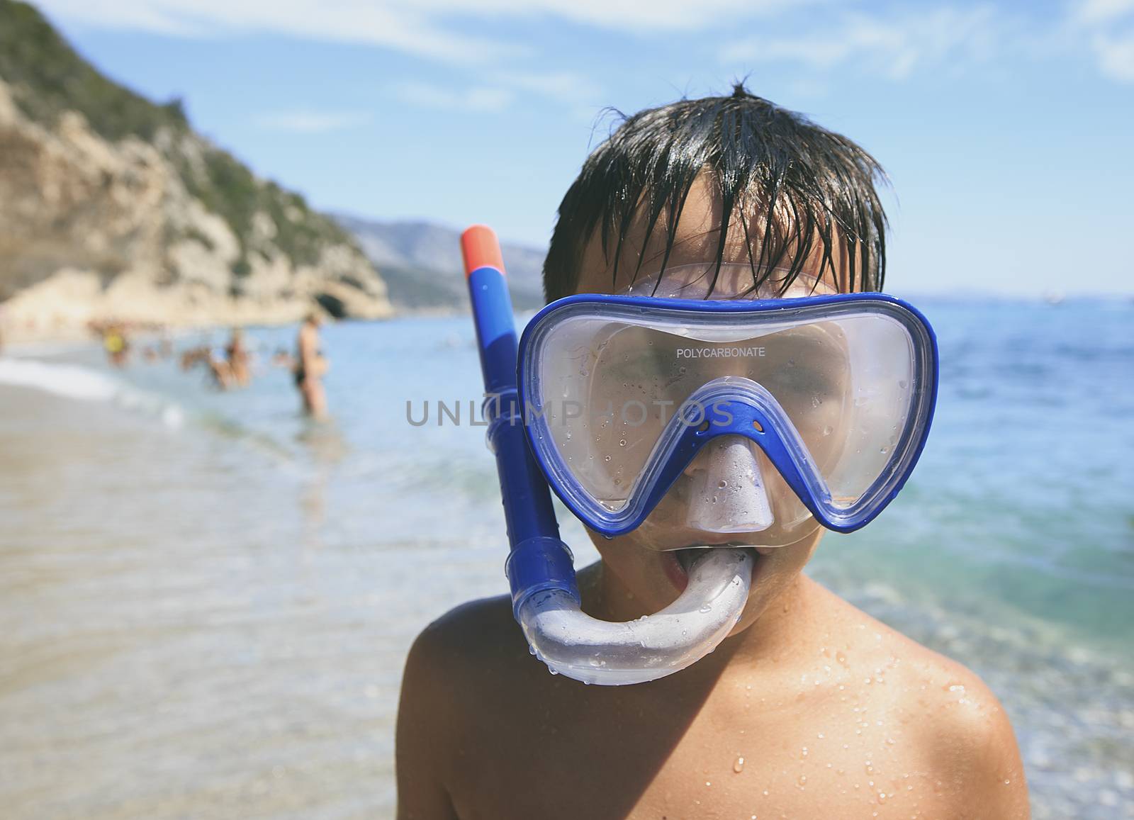 Boy with snorkeling mask