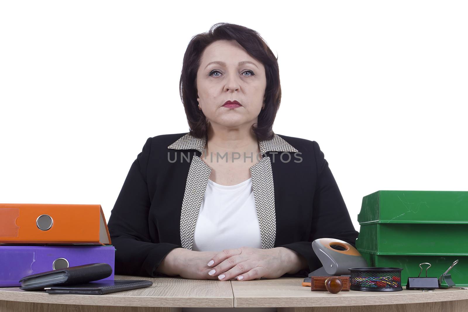 Business woman at work desk by VIPDesignUSA