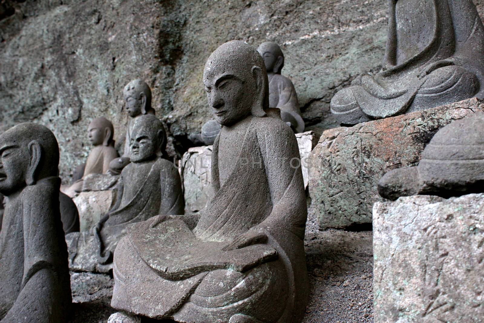 Bodhisattva statues on the side of Mt. Nokogiri in Chiba Prefecture