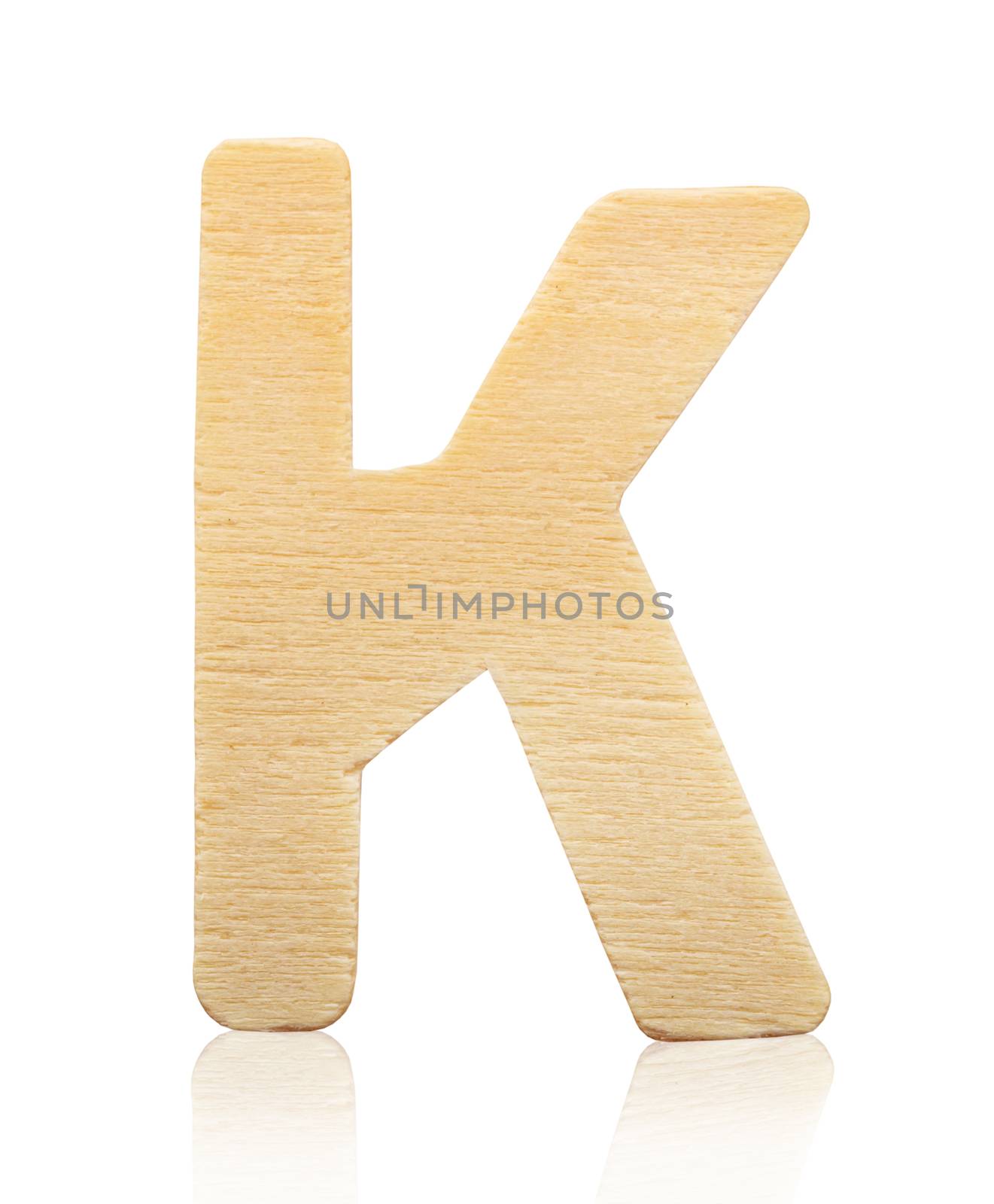 Single capital block wooden letter H isolated on white background, Save clipping path.