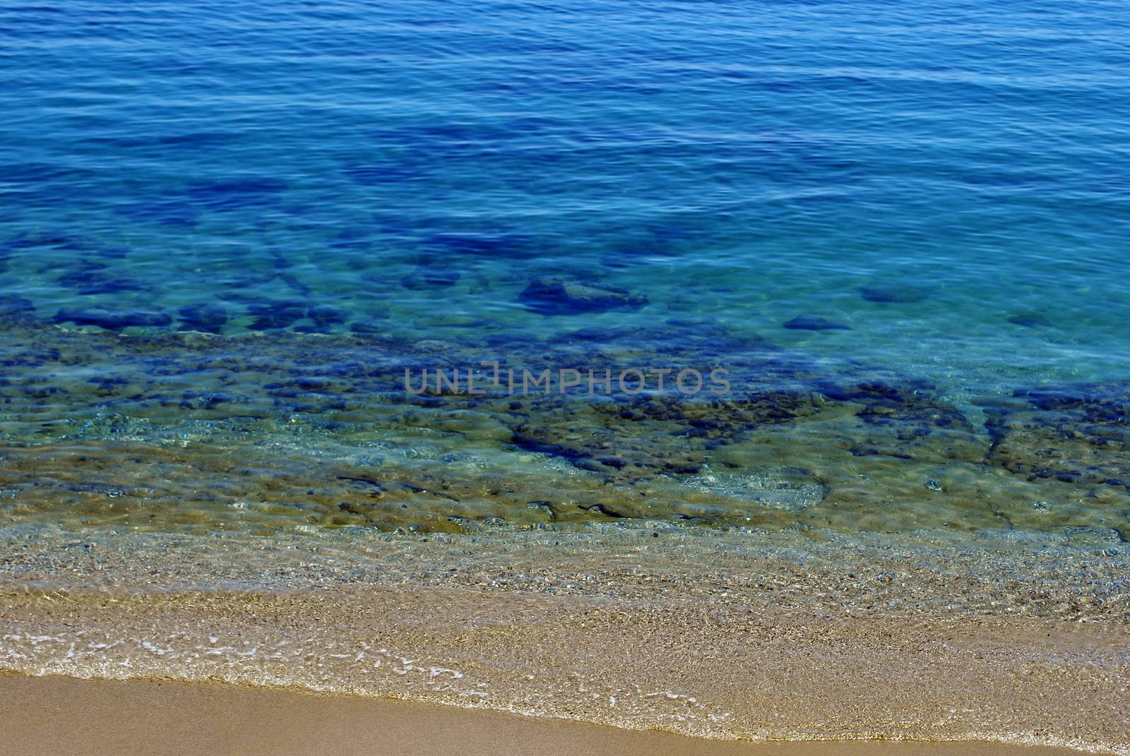 Crystal clear water of the mediterranean sea with underwater rocks